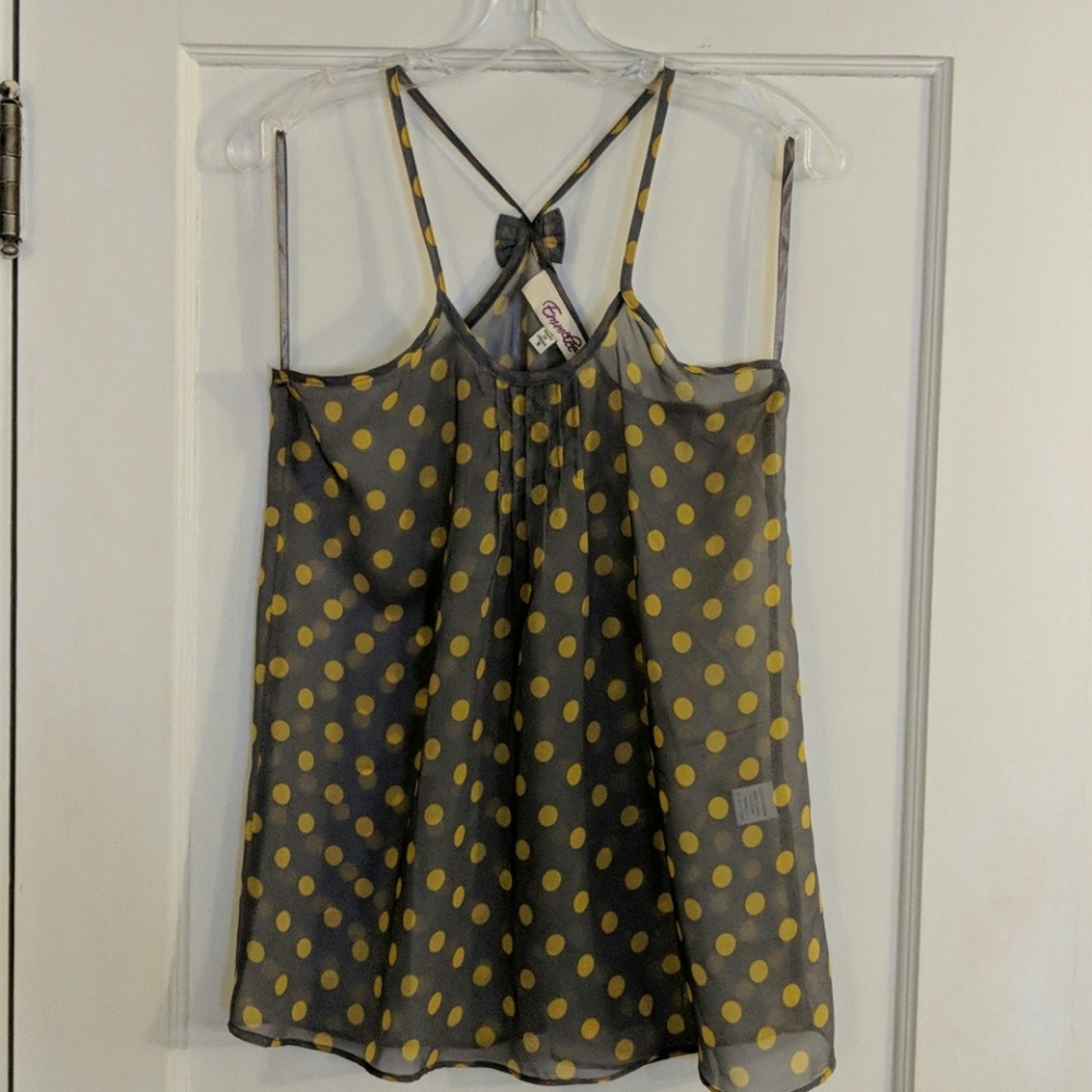 Emmelee Tank Top, grey with citron polka dots, szS